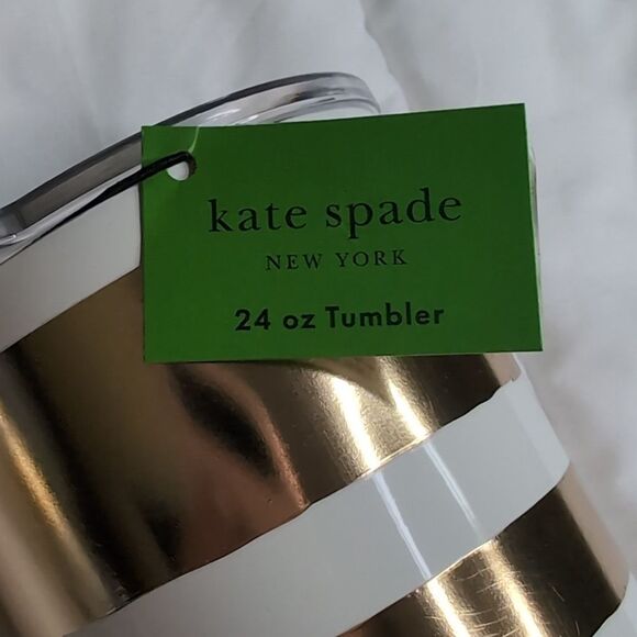 Kate Spade 24oz Gold Stripe Stainless Steel Tumbler, NEW - Picture 2 of 8
